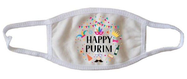 Purim Face Mask White Happy Purim-0