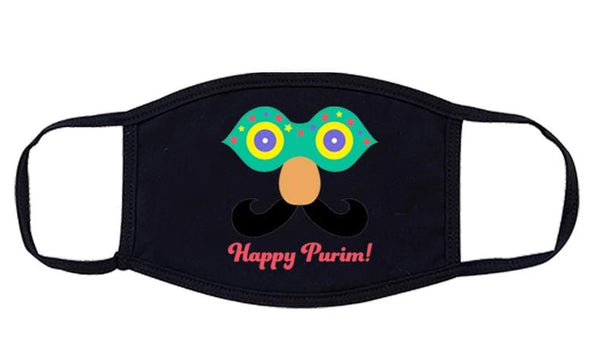 Purim Face Mask Black Happy Purim-0