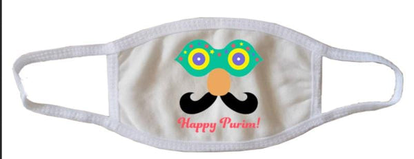 Purim Face Mask White Happy Purim-0