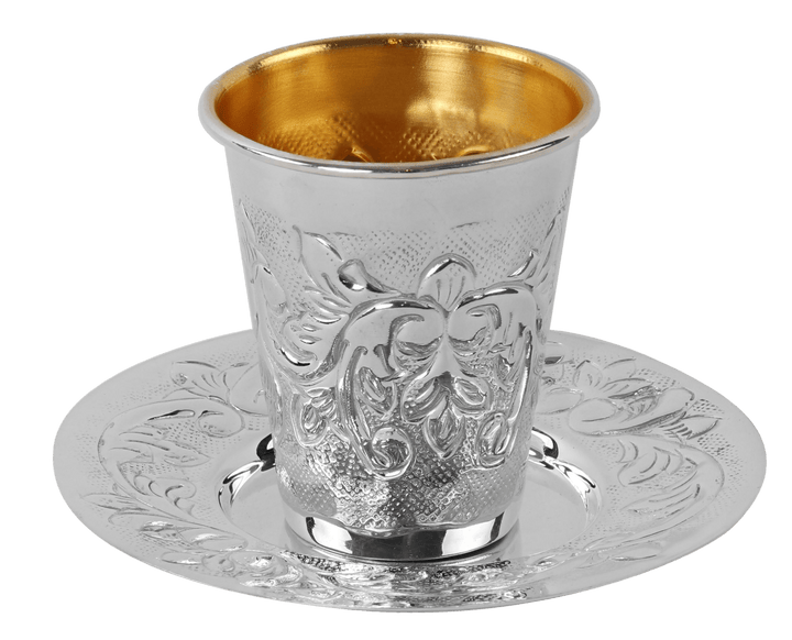 925 Sc Silver Kiddush Cup With Tray-0