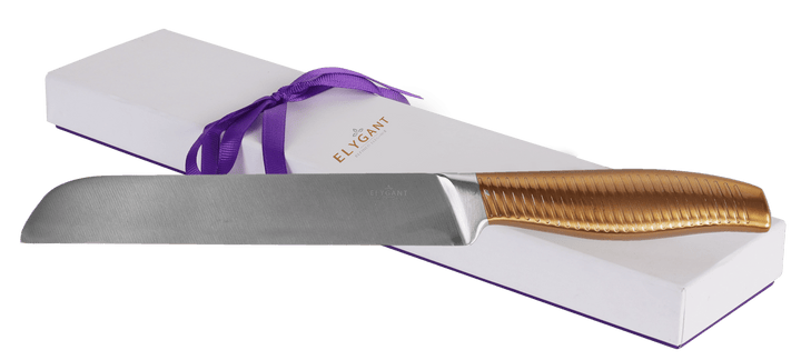 Swivel Striped Handle Knife Stainless Steel Gold Handle Non Serrated 13"-0