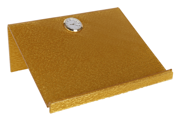 Acrylic Gold Glitter Book Holder With Clock 11.8 x 9"-0