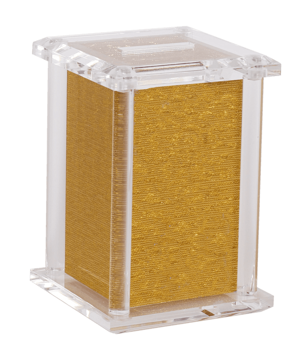 Acrylic Tzedakah Box With Poles Gold 5 x 3"-0