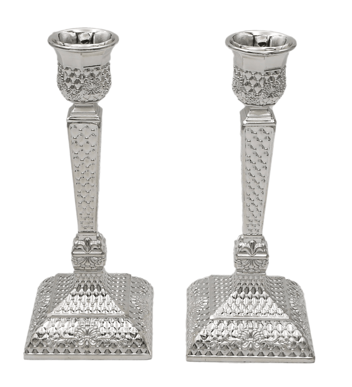 Classic Silver Plated Candlesticks - Tracery Design 7.5"-0