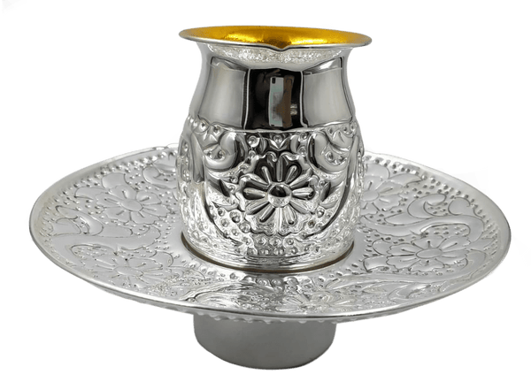 Silver Mayim Achronim cup 4.5"x3" bowl 9"x 3"-0