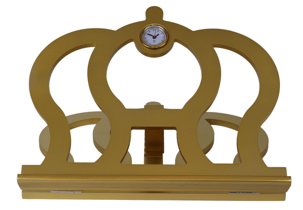 Gold Crown Shaped Table Top Shtender with Clock-0