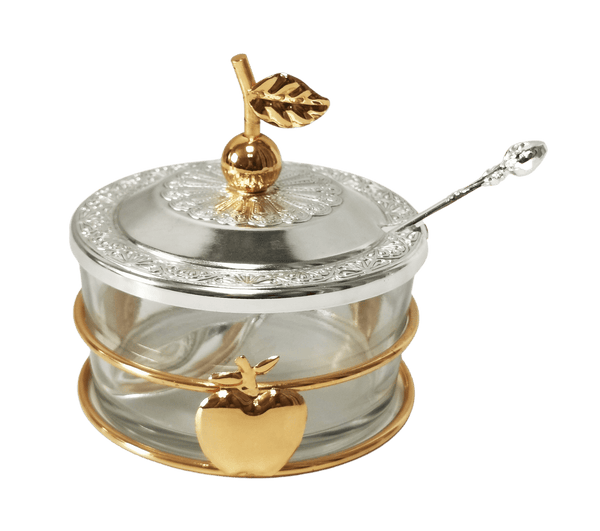 Honey Dish With Apple Shapes Gold & Silver-0