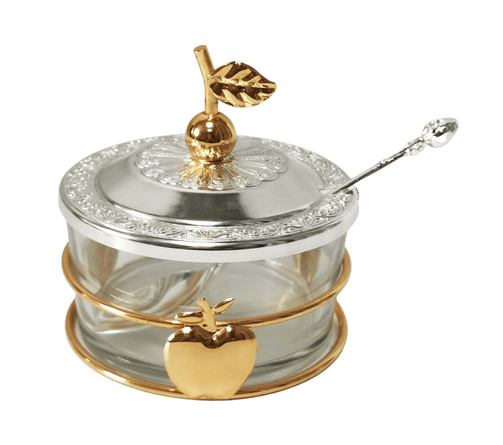 Honey Dish With Apple Shapes Gold & Silver-0