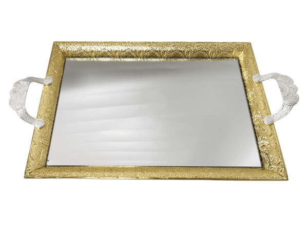 Mirror tray Gold with Silver Handles 20"x14"-0