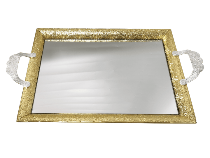 Mirror tray Gold with Silver Handles 20"x14"-0