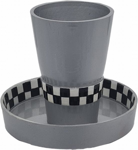 Kiddush Cup Silver with Chess Pattern