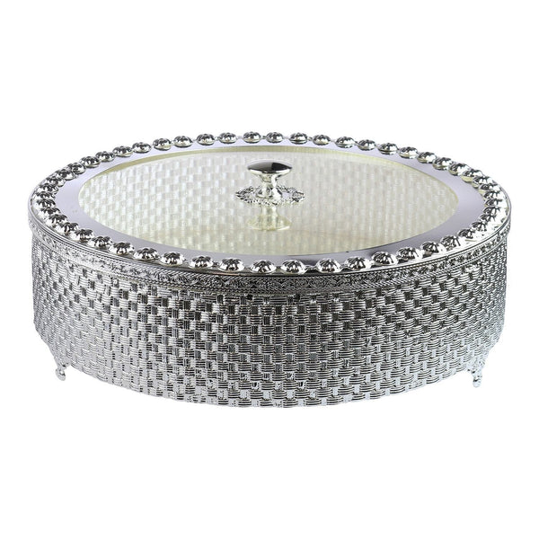 Matzah Holder Wave Design Silver Plated With Lucite cover 13 w X4.5 H "-0
