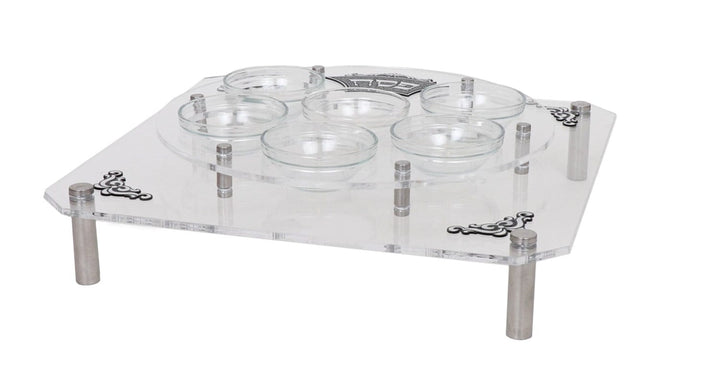 Acrylic Seder Plate Stand Silver Standoffs Silver Plate Engraved 16X16" X3"-0