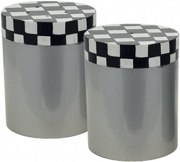 Salt and Pepper Anodized Silver with Chess Pattern