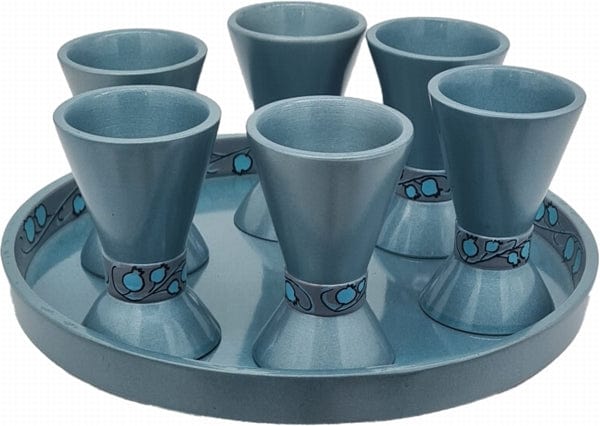 Liquor Set Blue with Leaves Pattern