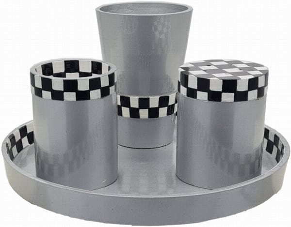 Havdalah Set Silver with Chess Pattern