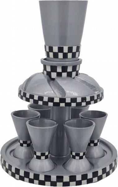 Wine Divider Set Silver with Chess Pattern
