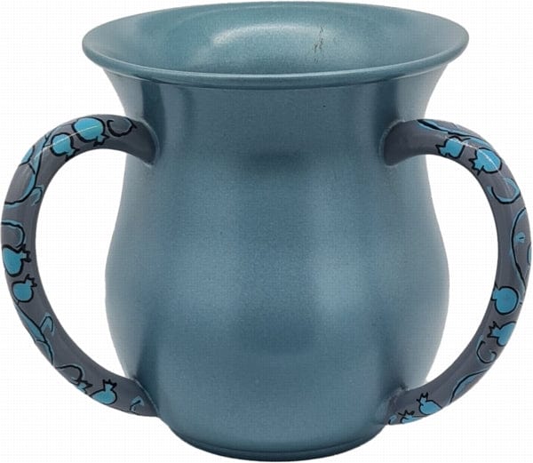 Wash Cup Anodized Turquoise with Pomegranate Pattern