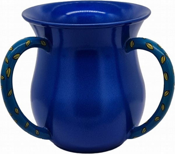 Wash Cup Anodized Blue with Leaves Pattern