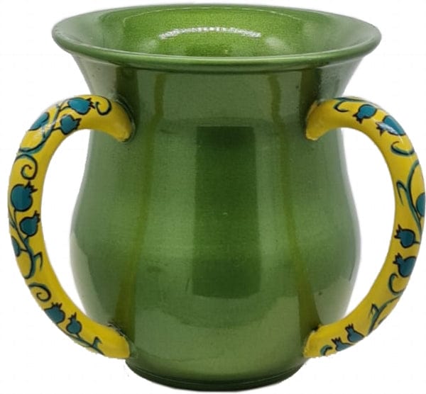 Wash Cup Anodized Green with Pomegranate Pattern