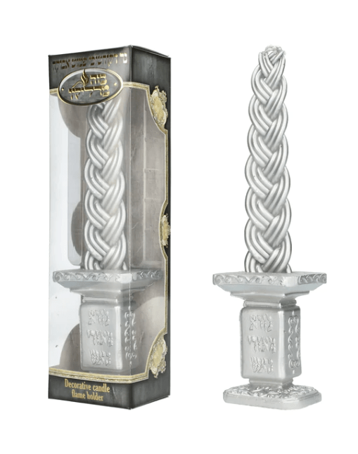 Decorative Silver Havdalah Candle In Silver Holder-0