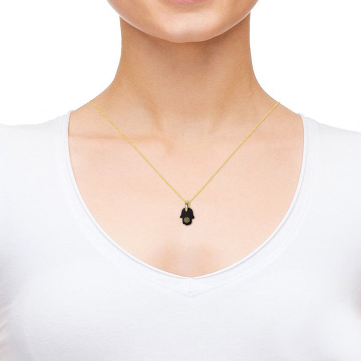 "72 Names of God", Sterling Silver Gold Plated (Vermeil) Necklace, Onyx Necklace 