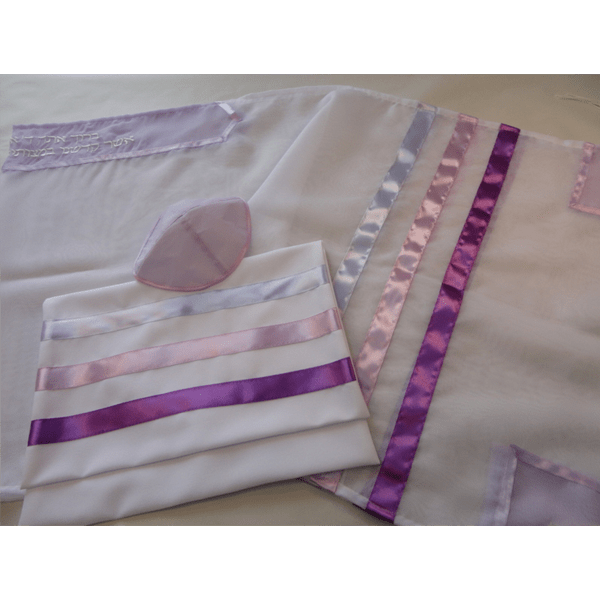 Glow – Tallit for Girls with Lilac, Pink and Purple Stripes, Bat Mitzvah Tallit, Women's Tallit Prayer Shawl