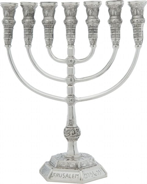 Menorah Temple 35 cm Silver