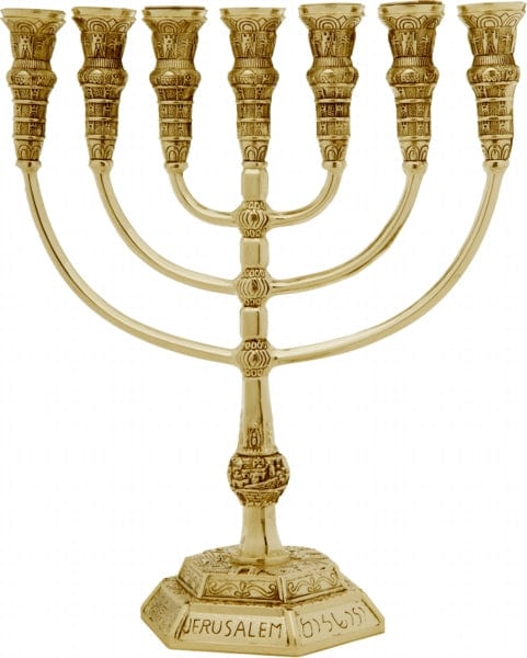 Menorah Temple 42 cm Gold