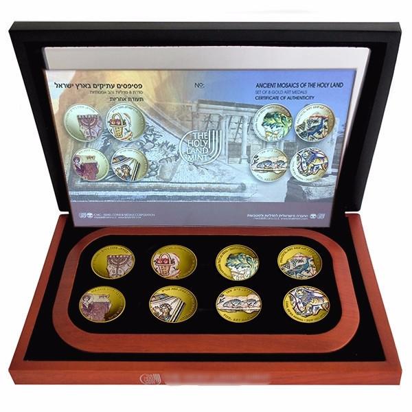 8 Medal Coin Collection - Ancient Mosaics Of The Holy Land Set of 8 Gold/9999 1oz 38.7mm 