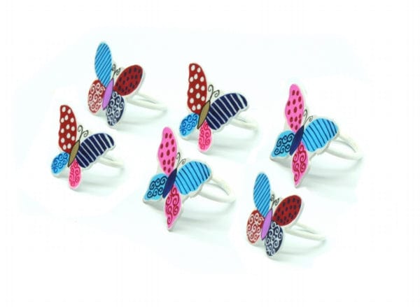 Six Set Napkin Ring Butterfly