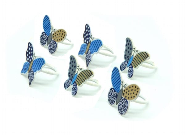 Six Set Napkin Ring Butterfly