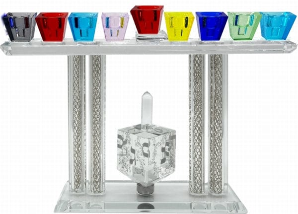 Chanukah Menorah Crystal with Dreidel