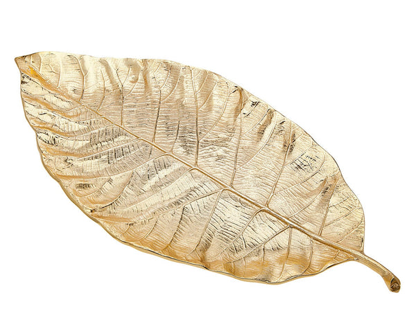 Gold Finish Leaf Tray - Large-0