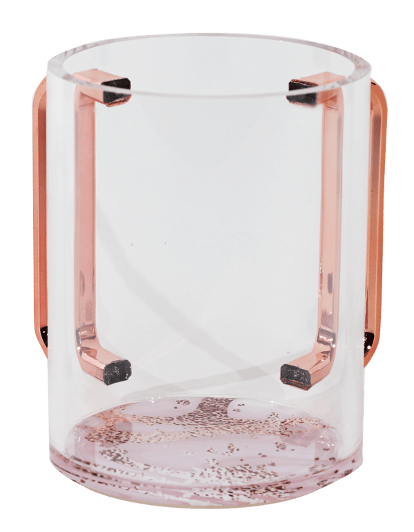 Acrylic Clear Washing Cup - Rose Handle - Rose&Gold Marble-0