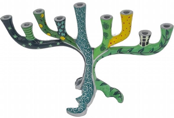 Chanukah Menorah Tree of Life Green