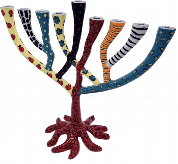 Chanukah Menorah Tree of Life Burgundy