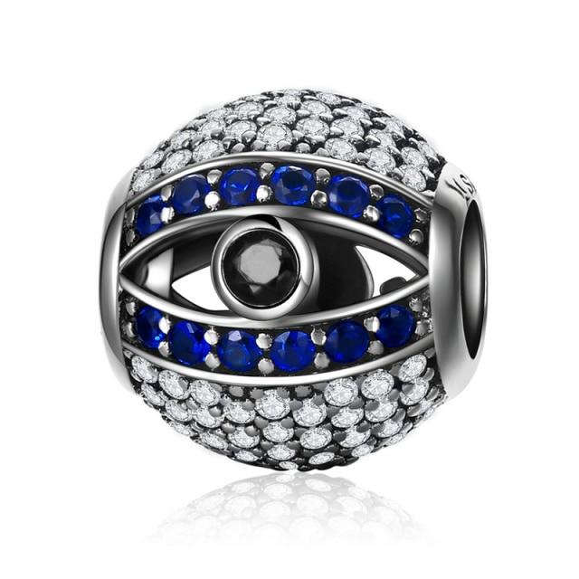 925 Sterling Silver Blue Crystals Hamsa & Jewish Charms Fit Pandora Original Bracelet Jewelry ECC172 China 