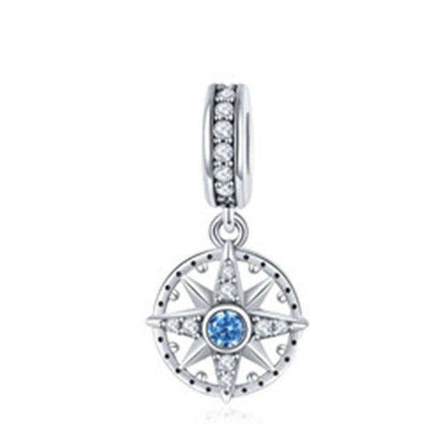 925 Sterling Silver Blue Crystals Hamsa & Jewish Charms Fit Pandora Original Bracelet Jewelry ECC847 China 