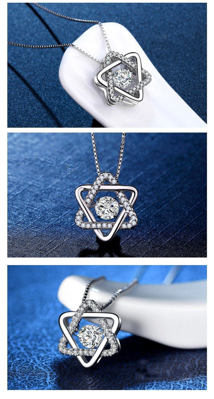 925 Sterling Silver Star of David with CZ Necklaces Pendants jewelry 