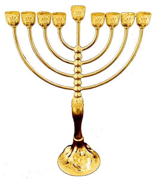 Chanukah Menorah Classic Filigree Gold Plated