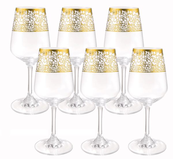 Set of 6 Liquor Cups - White and Gold