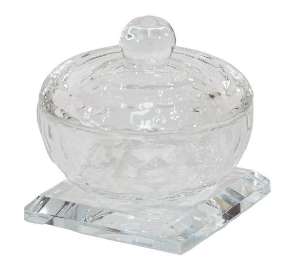 Crystal Dish with Lid 2" x 2"- Clear  - Salt & Honey Holder-0