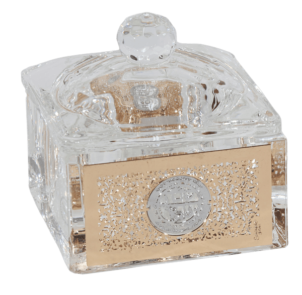 Crystal-Silver Dish with Cover - Gold Metal 3"-0