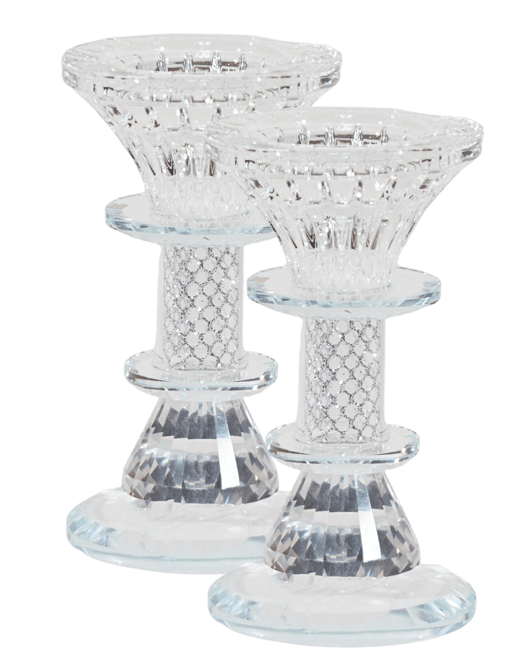 Crystal Candlestick with Silver Paper Filling 5"-0
