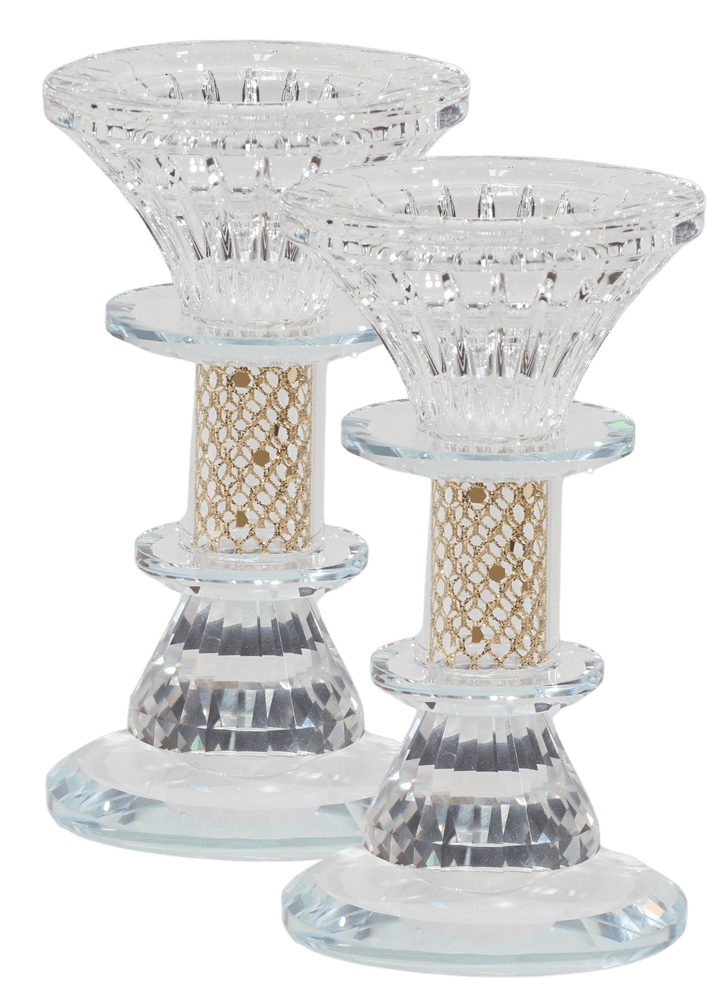 Crystal Candlestick with Gold Paper Filling 5"-0