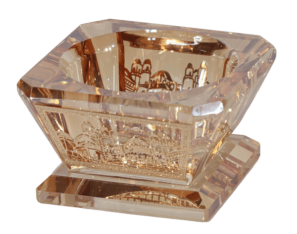 Gold Crystal Salt/Honey Holder - Gold metal 2" x 2"-0
