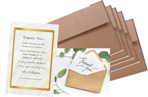 5 Kallah/Tenoyim Thank You Cards & Envelopes 4"x6"-0
