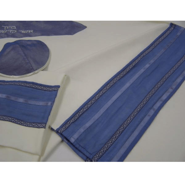 Slate Blue Patterned Tallit, Bar Mitvzah Tallit, Men's Tallit