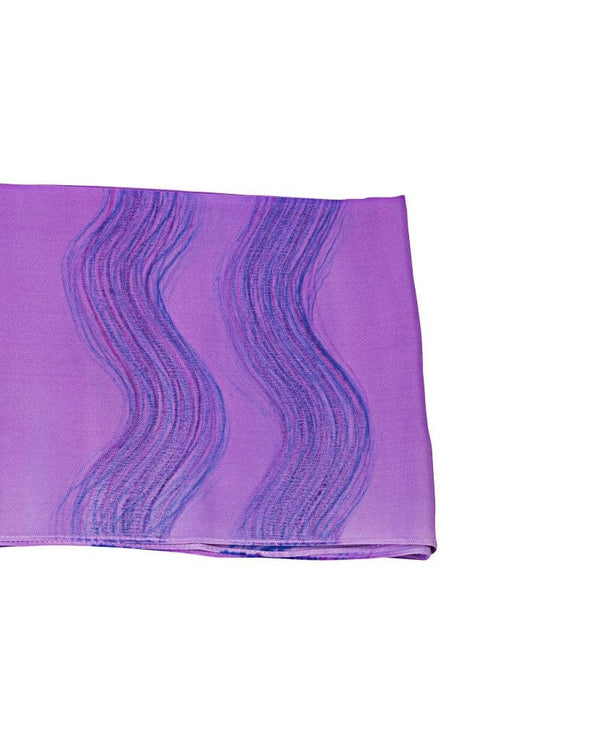 Purple and Blue Waves Silk Scarf, Summer Scarf, Head Wrap, Gift for Her, Silk Sarong